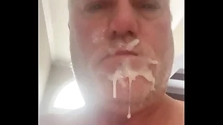 A self facial, then eating my own cum!